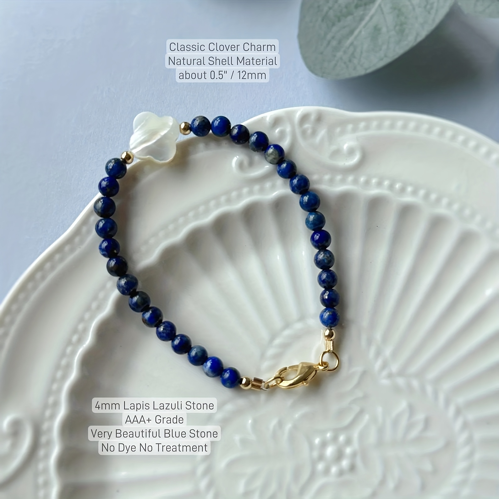 Natural Lapis Lazuli Beaded Bracelet, Unisex Fashion Accessory